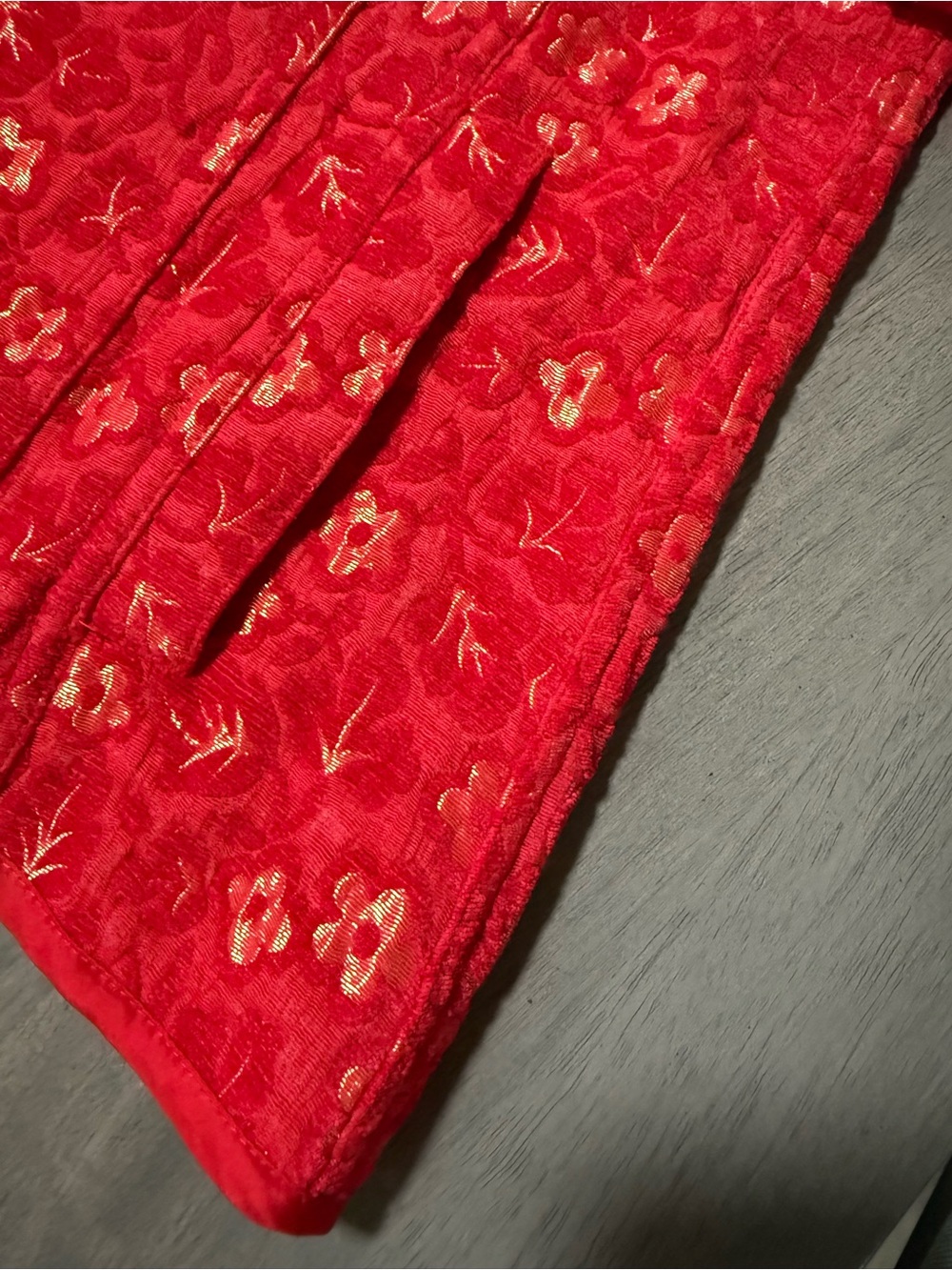 Chico's Red Embroidered Button-Front Jacket - Picture 3 of 8
